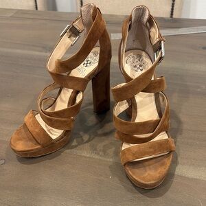 Vince Camuto Brown Heels with Crisscross Straps